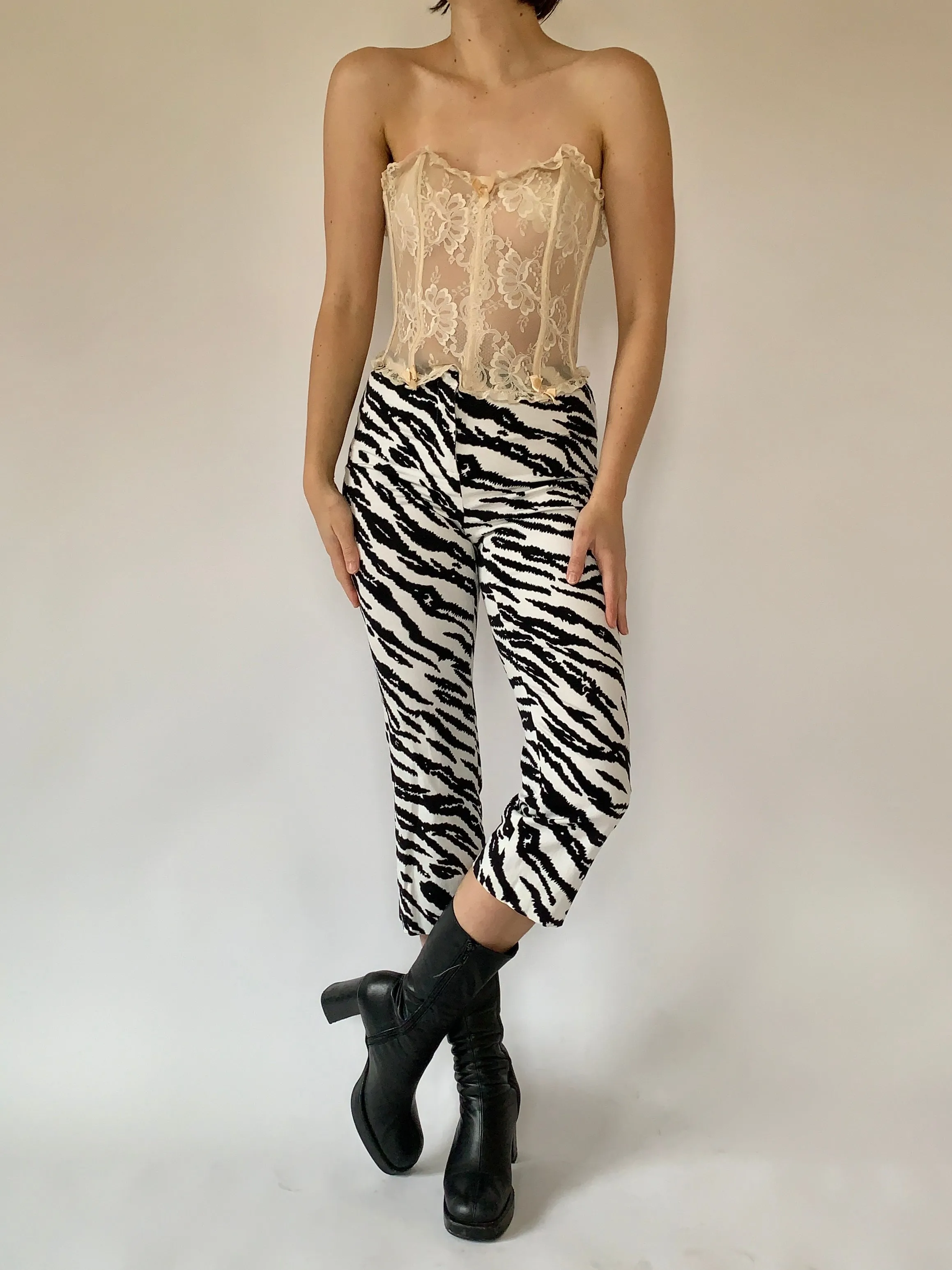 Y2K Zebra Capris - XS/S