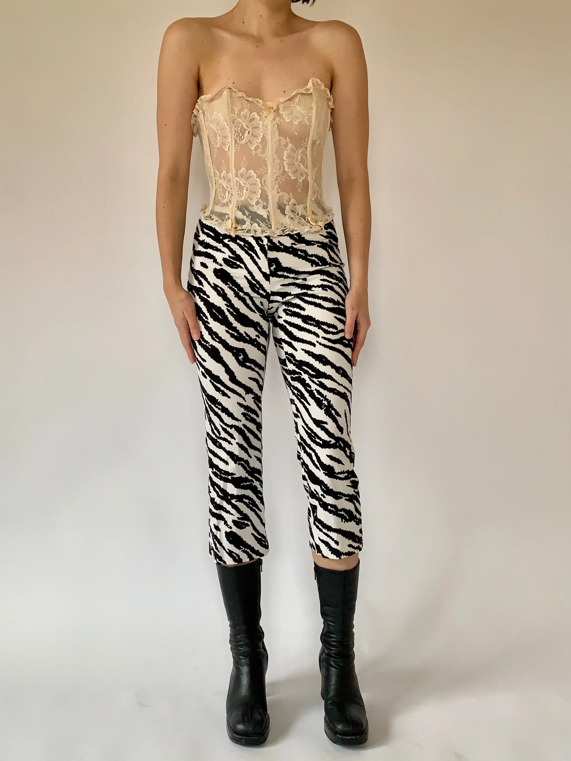 Y2K Zebra Capris - XS/S